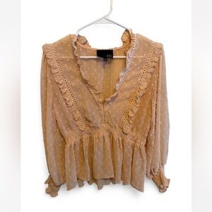 Kaii Ruffled Tan baby doll Blouse